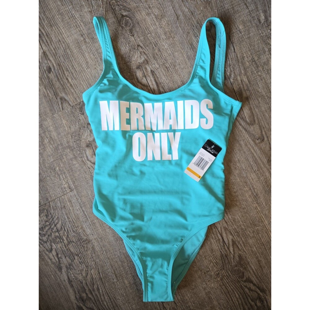 California Waves Mermaids Only Mint One Piece Swimsuit Womens Small NWT